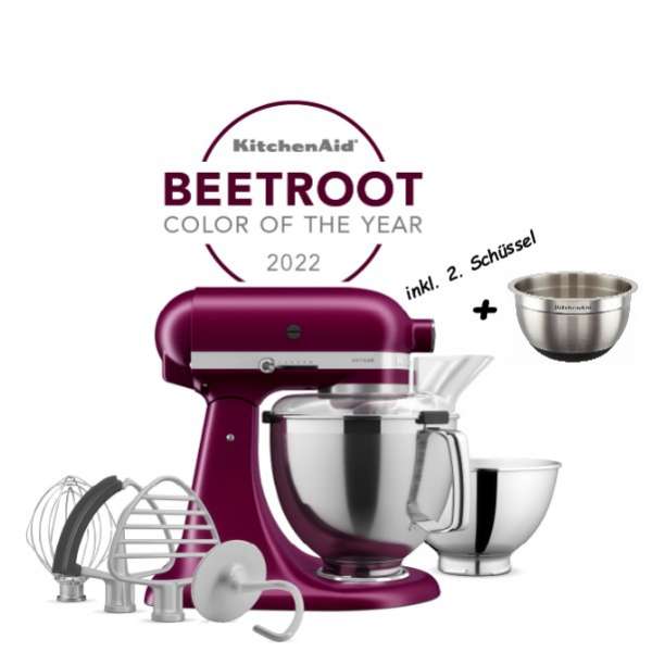 KitchenAid 5KSM195PSEBE Artisan Küchenmaschine beetroot, inkl. Gratis Schüssel im Wert von 50€