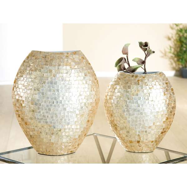 Dekorationsvase "Scintilla" mit Capice natur, gold, Mosaik (Ab.links)