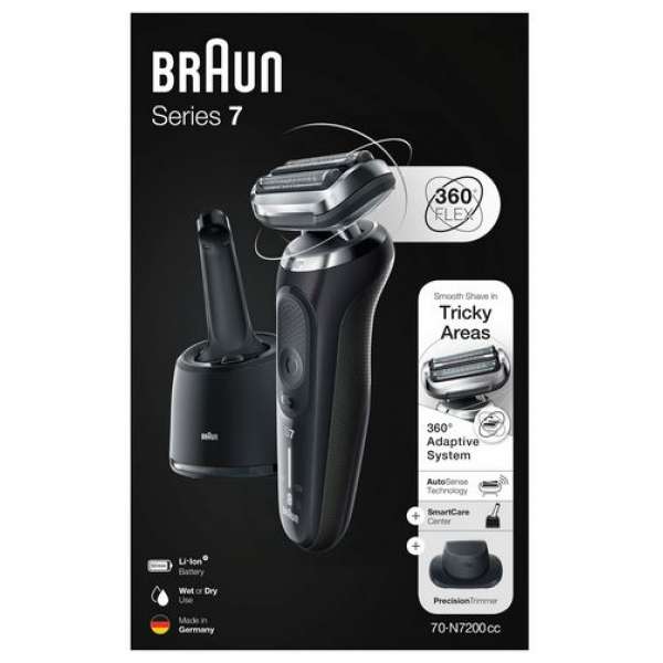 Braun Rasierer 70-N7200cc schwarz, Serie 7, Akku, EasyClick-System, Wet&Dry