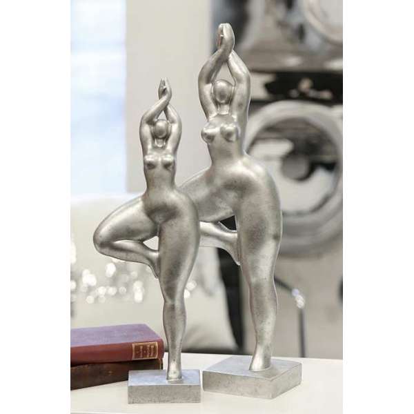 Skulptur "Ballerina" aus Poly antik-silber