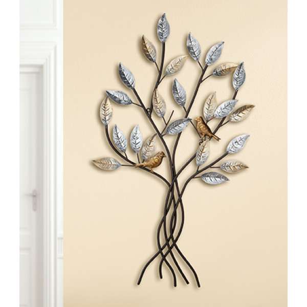 Gilde Metall Wandrelief \"Baum mit Vögeln\"