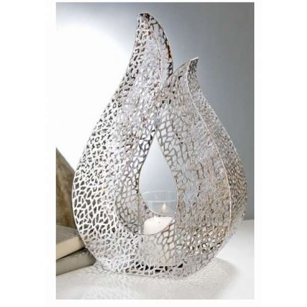 Casablanca Windlicht "Purley" aus Metall · antik-silber