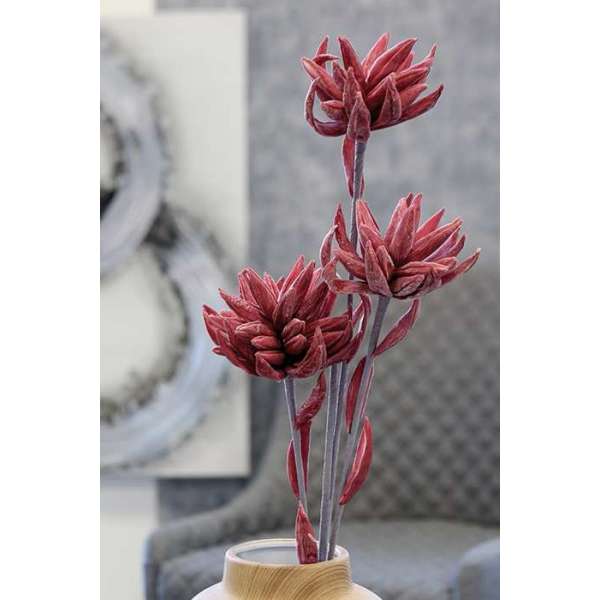 Foam Flower "Flora" burgunderrot mit 3 Blüten und 9 Blättern