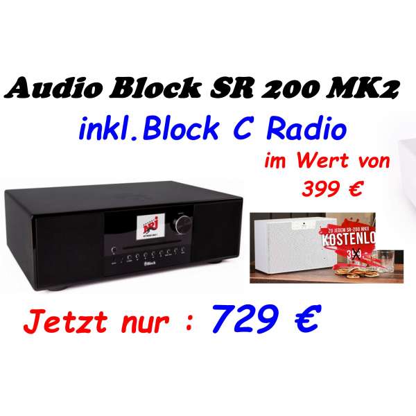 Audio Block SR 200 MK II Internetradio schwarz + Gratis Block C Netzwerklautsprecher im Wert von 399