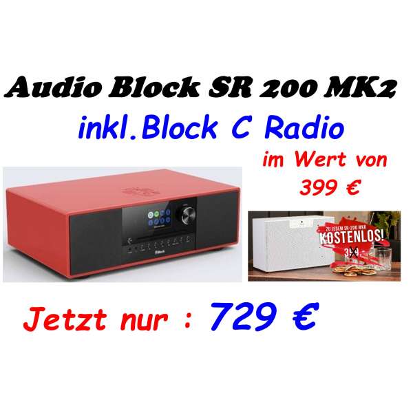 Audio Block SR200 MKII Smartradio rt hochglanz + Gratis Block C Netzwerklautsprecher im Wert von 399