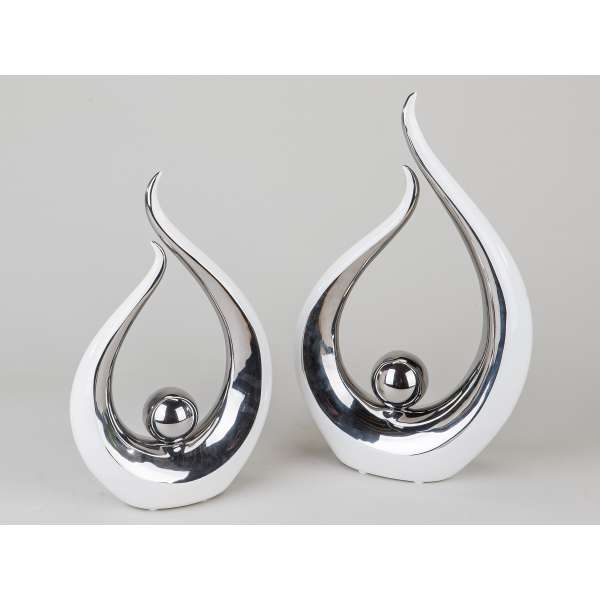 Formano Deko-Objekt "Tropfen" 35 cm in weiß-silber