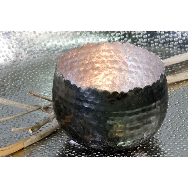 Teelichthalter&quot;Trendy&quot;Metall silber H:6,5cm D:10cm Metall silber außen anthrazit